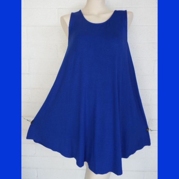 New SACRED THREADS OS cadet blue rayon stretch jersey sleeveless swing tunic top - Picture 3 of 4